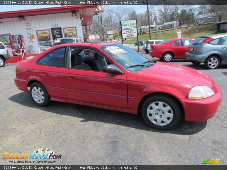 1998 Honda Civic DX Coupe Milano Red / Gray Photo #2