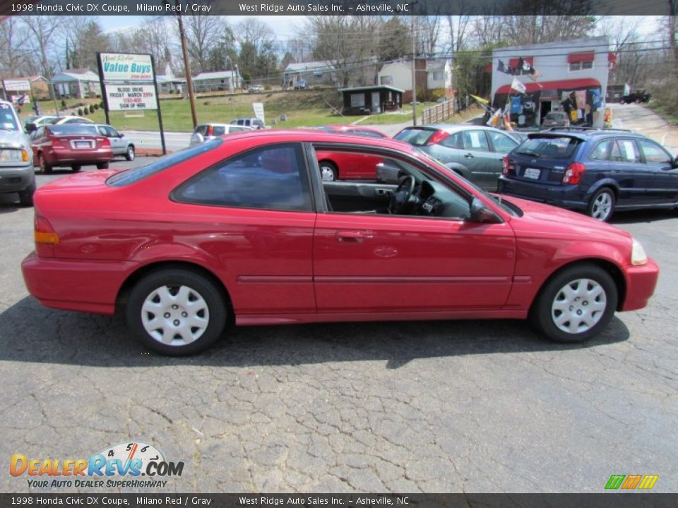 1998 Honda Civic DX Coupe Milano Red / Gray Photo #3