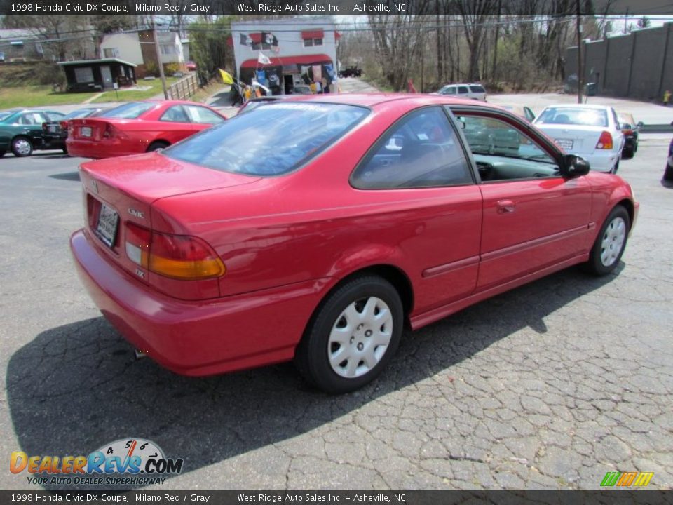 1998 Honda Civic DX Coupe Milano Red / Gray Photo #4