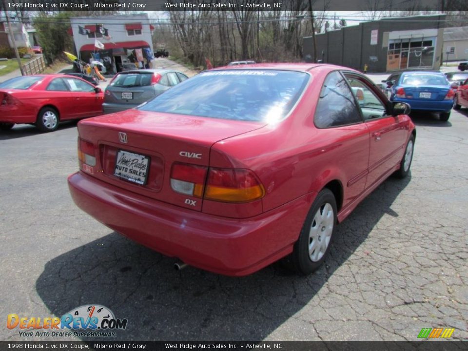 1998 Honda Civic DX Coupe Milano Red / Gray Photo #5