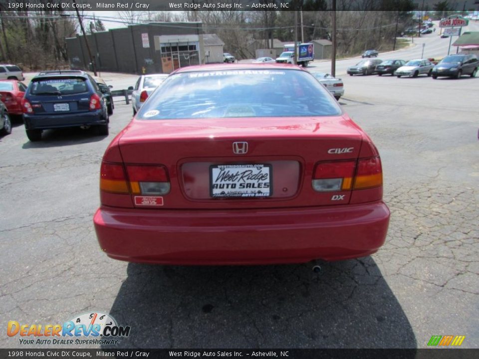 1998 Honda Civic DX Coupe Milano Red / Gray Photo #6