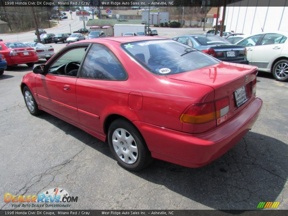 1998 Honda Civic DX Coupe Milano Red / Gray Photo #7
