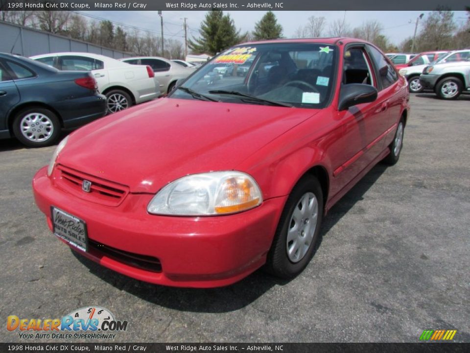 1998 Honda Civic DX Coupe Milano Red / Gray Photo #11