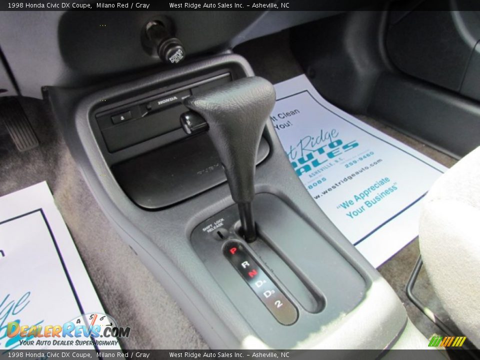 1998 Honda Civic DX Coupe Milano Red / Gray Photo #24