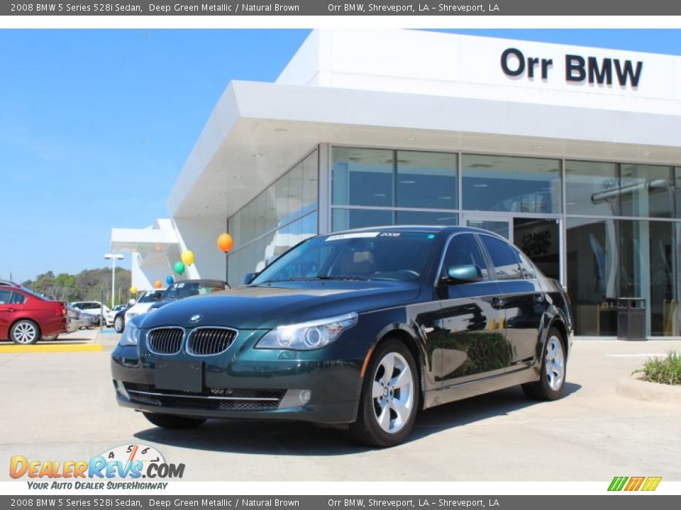 2008 BMW 5 Series 528i Sedan Deep Green Metallic / Natural Brown Photo #1