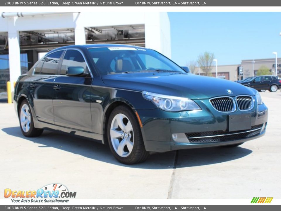 2008 BMW 5 Series 528i Sedan Deep Green Metallic / Natural Brown Photo #2