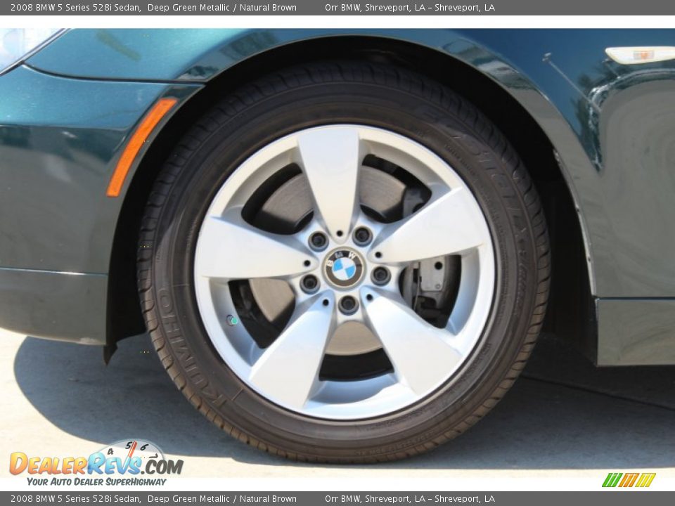2008 BMW 5 Series 528i Sedan Deep Green Metallic / Natural Brown Photo #11