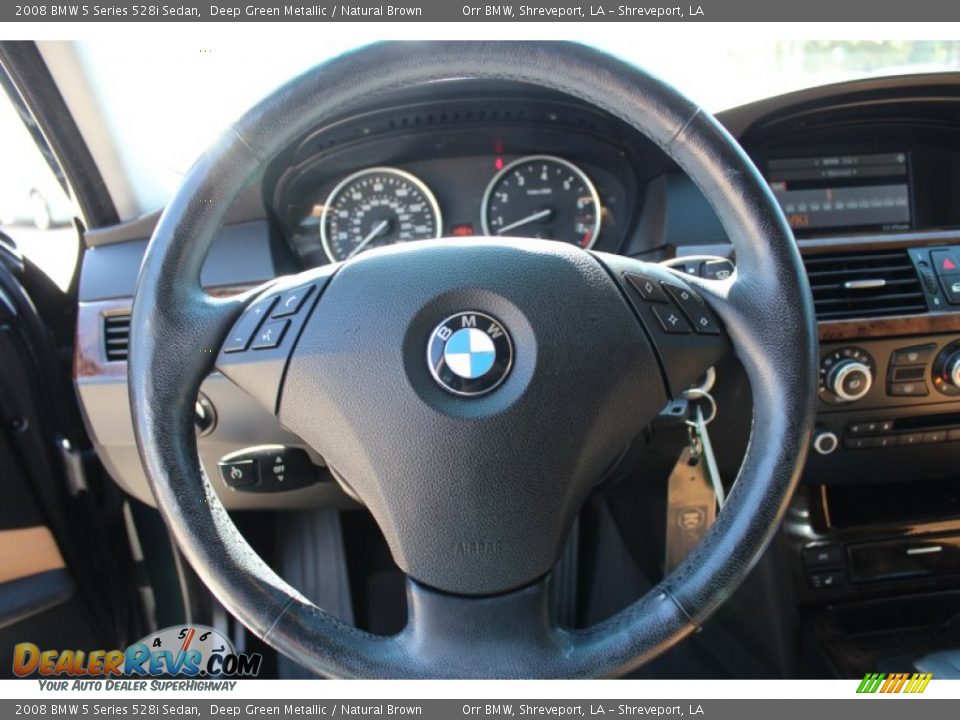 2008 BMW 5 Series 528i Sedan Deep Green Metallic / Natural Brown Photo #13