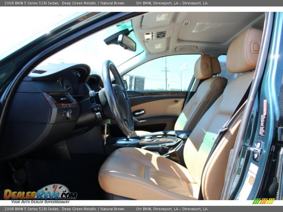 2008 BMW 5 Series 528i Sedan Deep Green Metallic / Natural Brown Photo #15