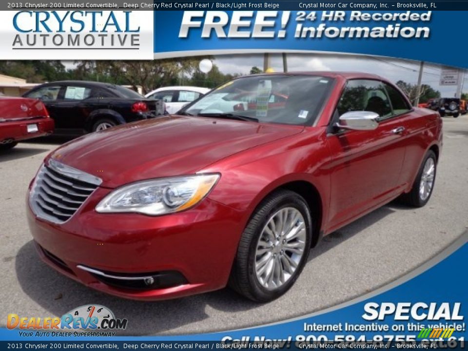 2013 Chrysler 200 Limited Convertible Deep Cherry Red Crystal Pearl / Black/Light Frost Beige Photo #1