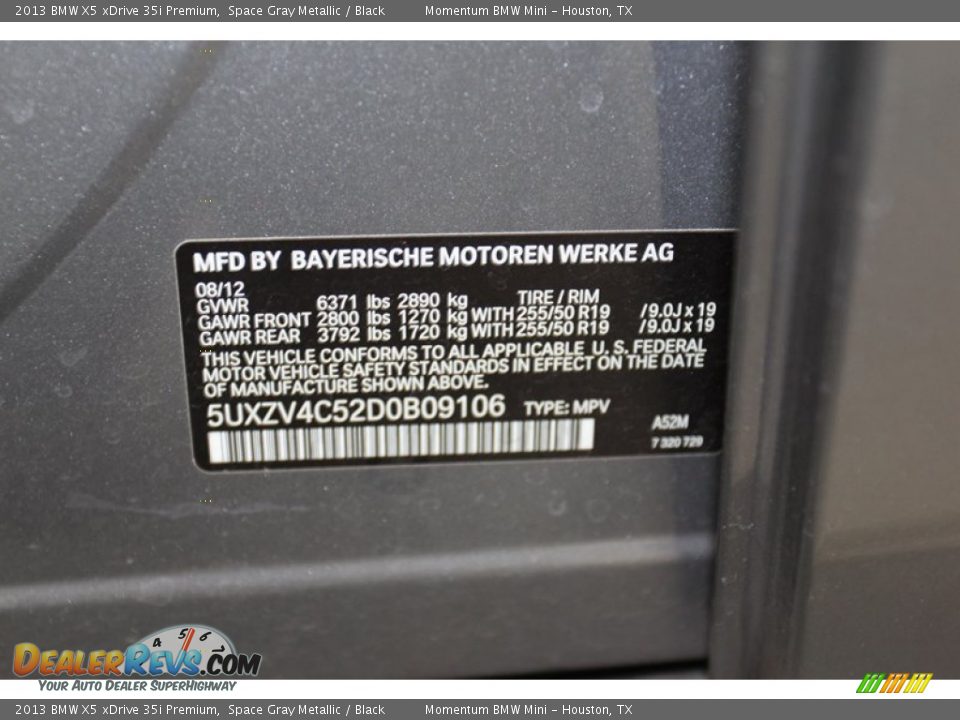 2013 BMW X5 xDrive 35i Premium Space Gray Metallic / Black Photo #9