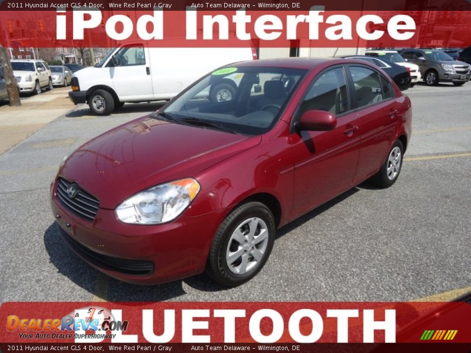 2011 Hyundai Accent GLS 4 Door Wine Red Pearl / Gray Photo #1