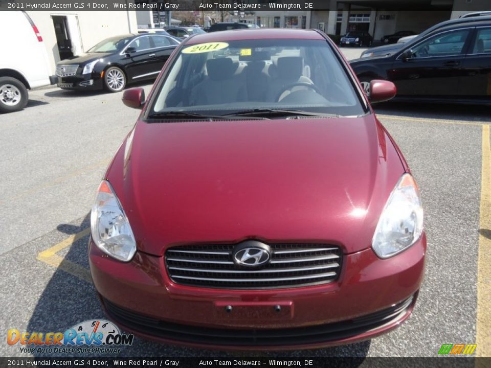 2011 Hyundai Accent GLS 4 Door Wine Red Pearl / Gray Photo #3