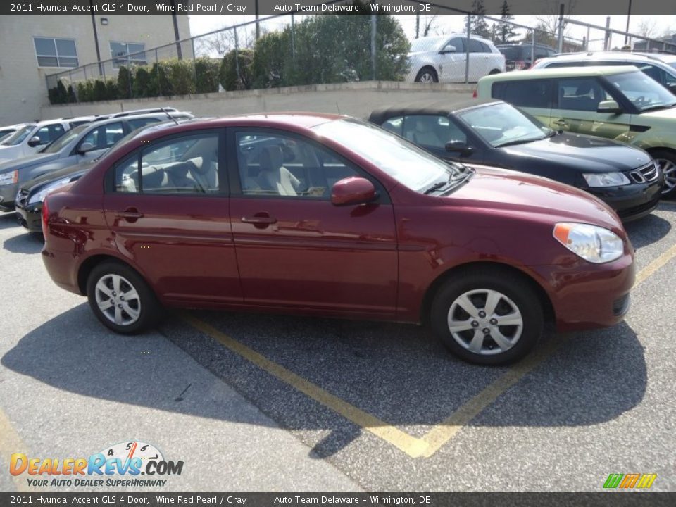 2011 Hyundai Accent GLS 4 Door Wine Red Pearl / Gray Photo #5