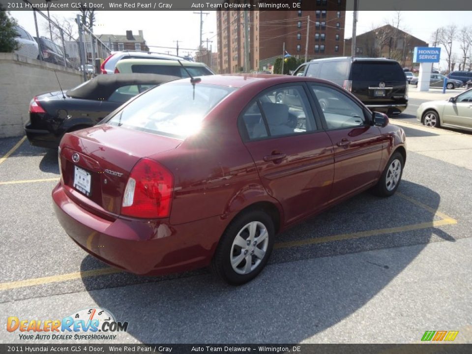 2011 Hyundai Accent GLS 4 Door Wine Red Pearl / Gray Photo #6