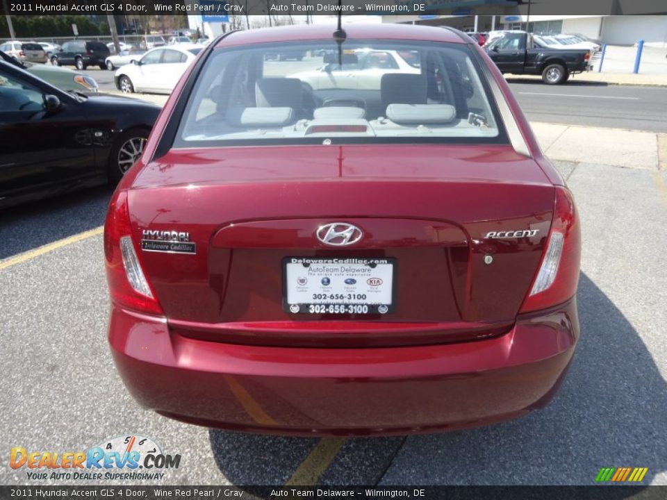 2011 Hyundai Accent GLS 4 Door Wine Red Pearl / Gray Photo #7
