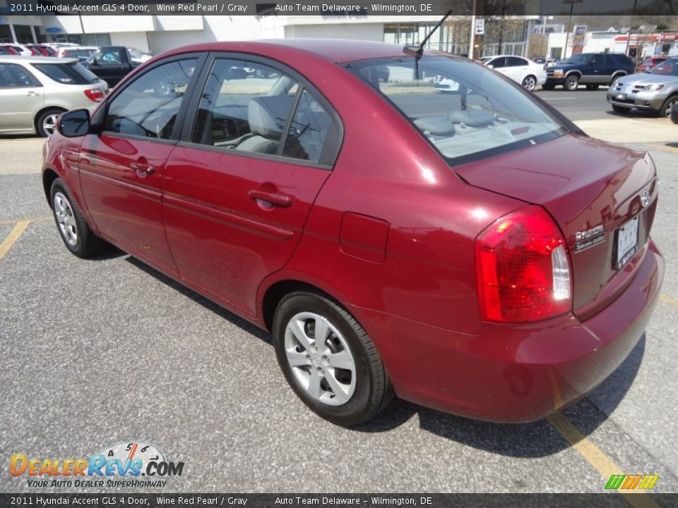 2011 Hyundai Accent GLS 4 Door Wine Red Pearl / Gray Photo #8