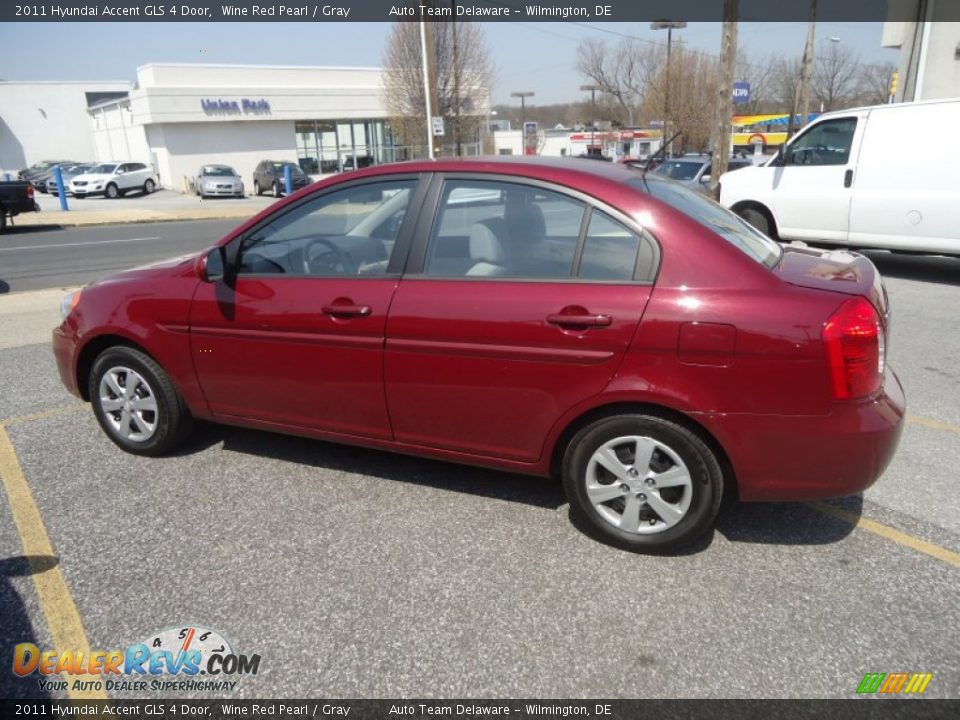 2011 Hyundai Accent GLS 4 Door Wine Red Pearl / Gray Photo #9