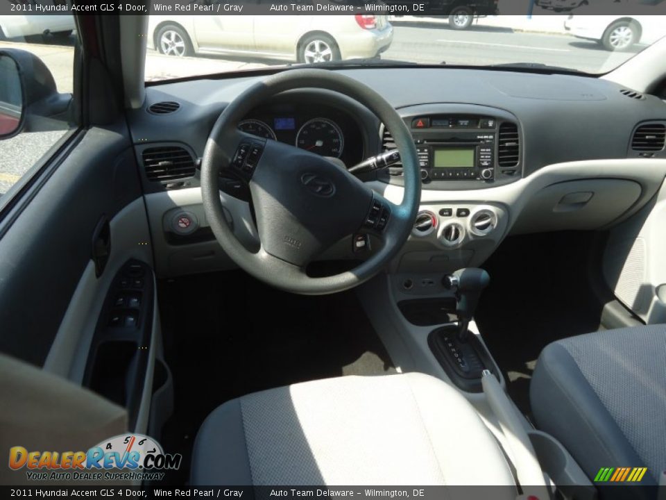 2011 Hyundai Accent GLS 4 Door Wine Red Pearl / Gray Photo #11