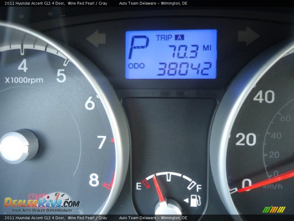 2011 Hyundai Accent GLS 4 Door Wine Red Pearl / Gray Photo #12