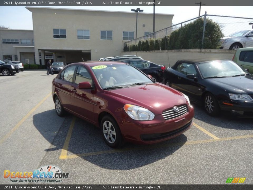 2011 Hyundai Accent GLS 4 Door Wine Red Pearl / Gray Photo #36