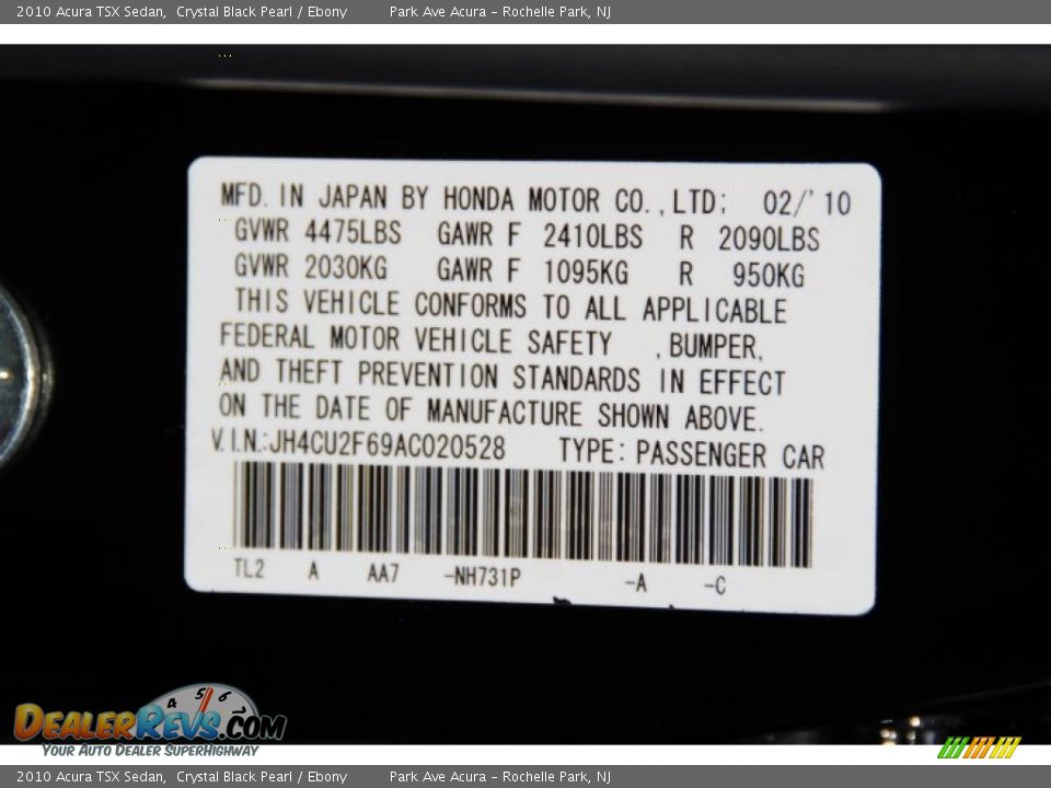 2010 Acura TSX Sedan Crystal Black Pearl / Ebony Photo #33