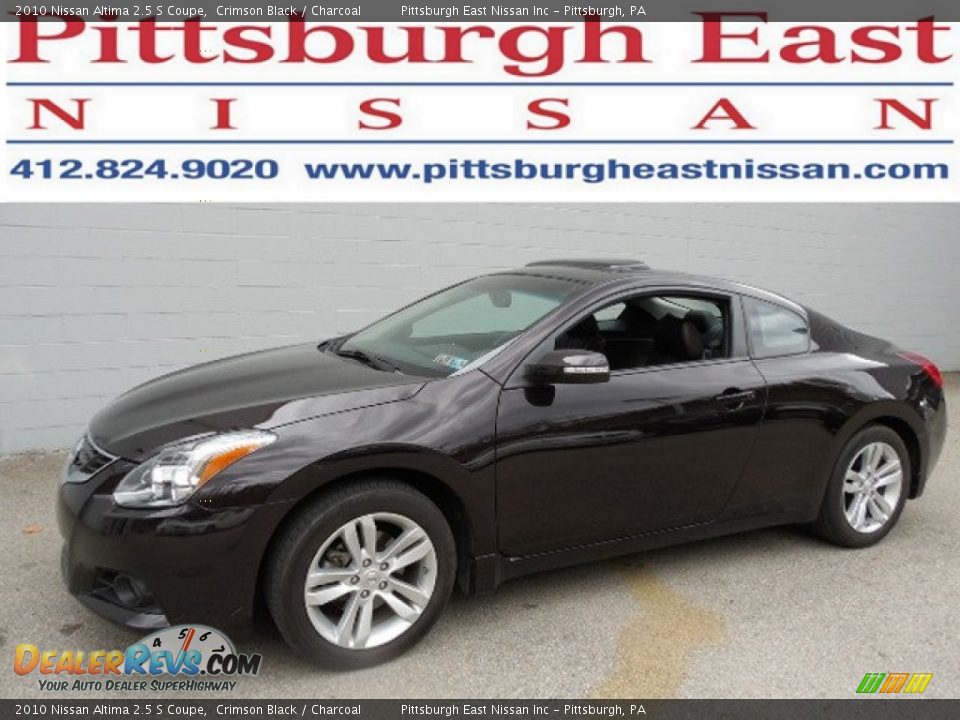2010 Nissan Altima 2.5 S Coupe Crimson Black / Charcoal Photo #1