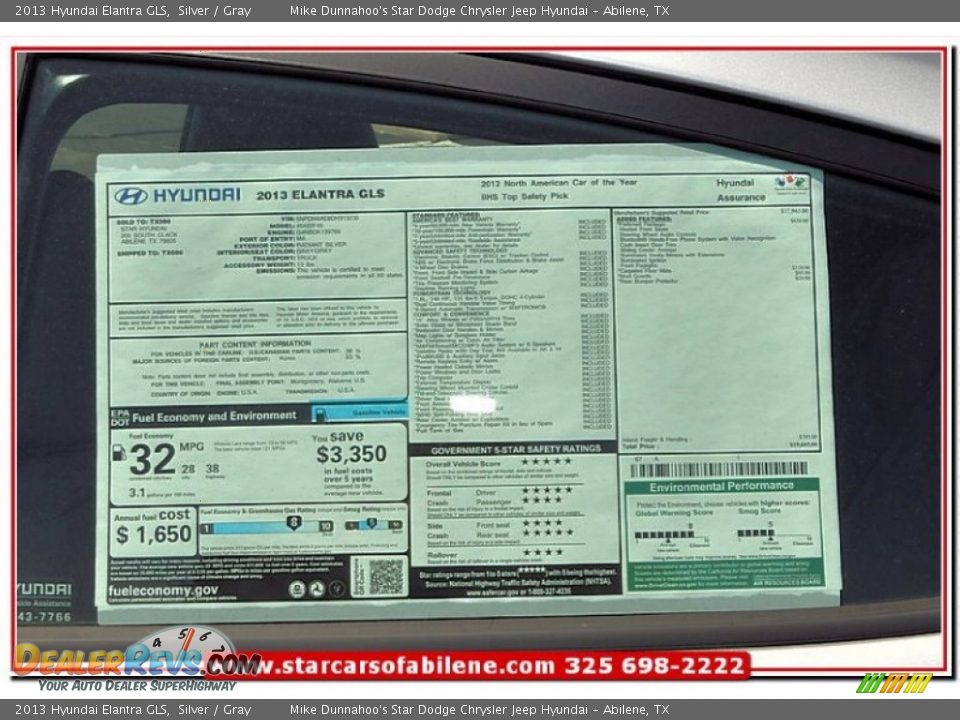 2013 Hyundai Elantra GLS Silver / Gray Photo #10