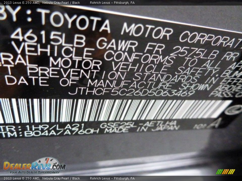 2013 Lexus IS 250 AWD Nebula Gray Pearl / Black Photo #16