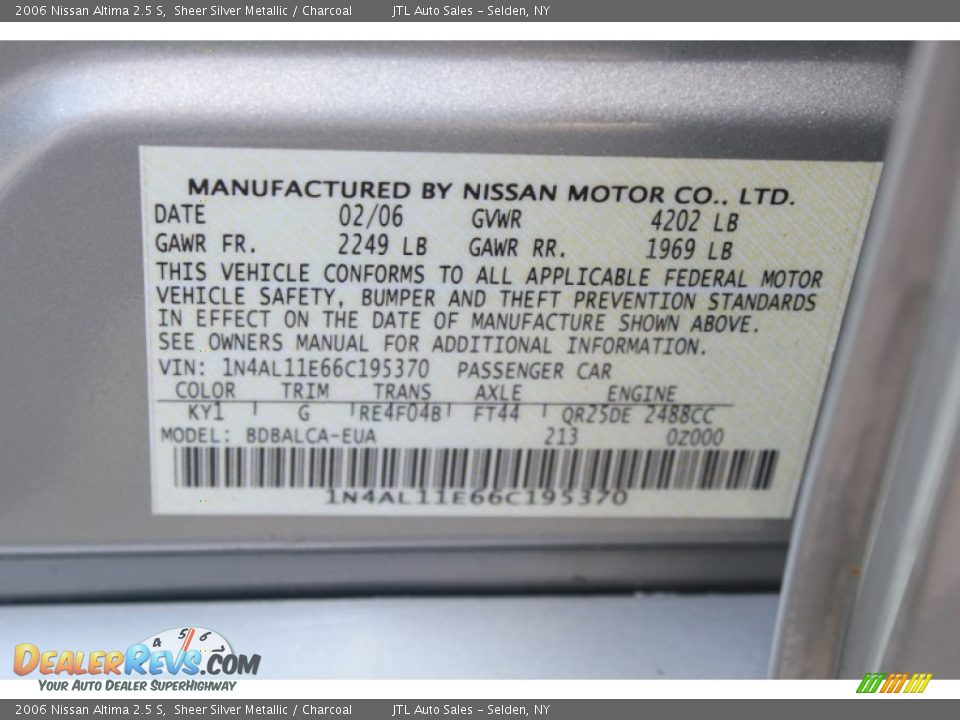 2006 Nissan Altima 2.5 S Sheer Silver Metallic / Charcoal Photo #18