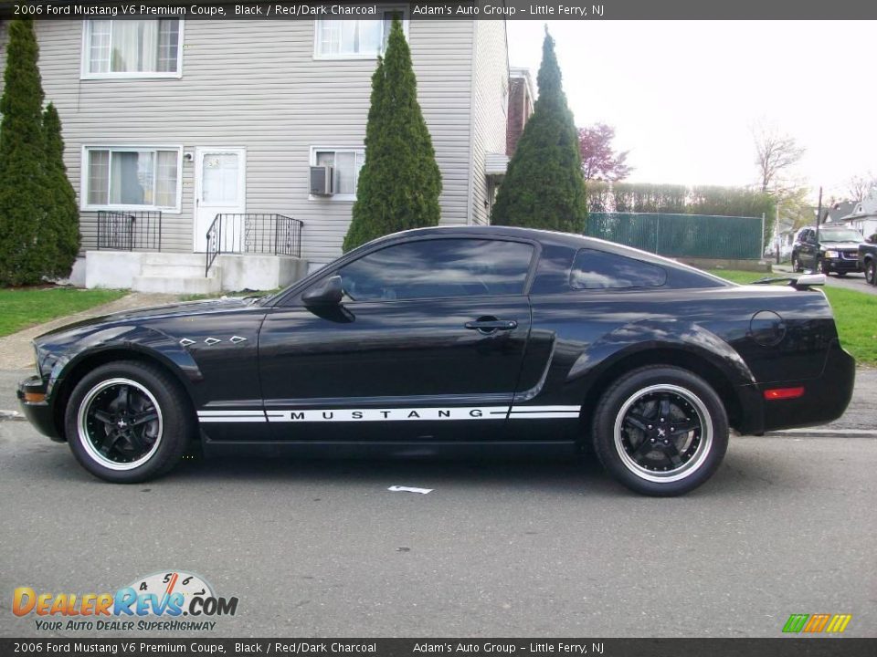 2006 Ford Mustang V6 Premium Coupe Black / Red/Dark Charcoal Photo #3