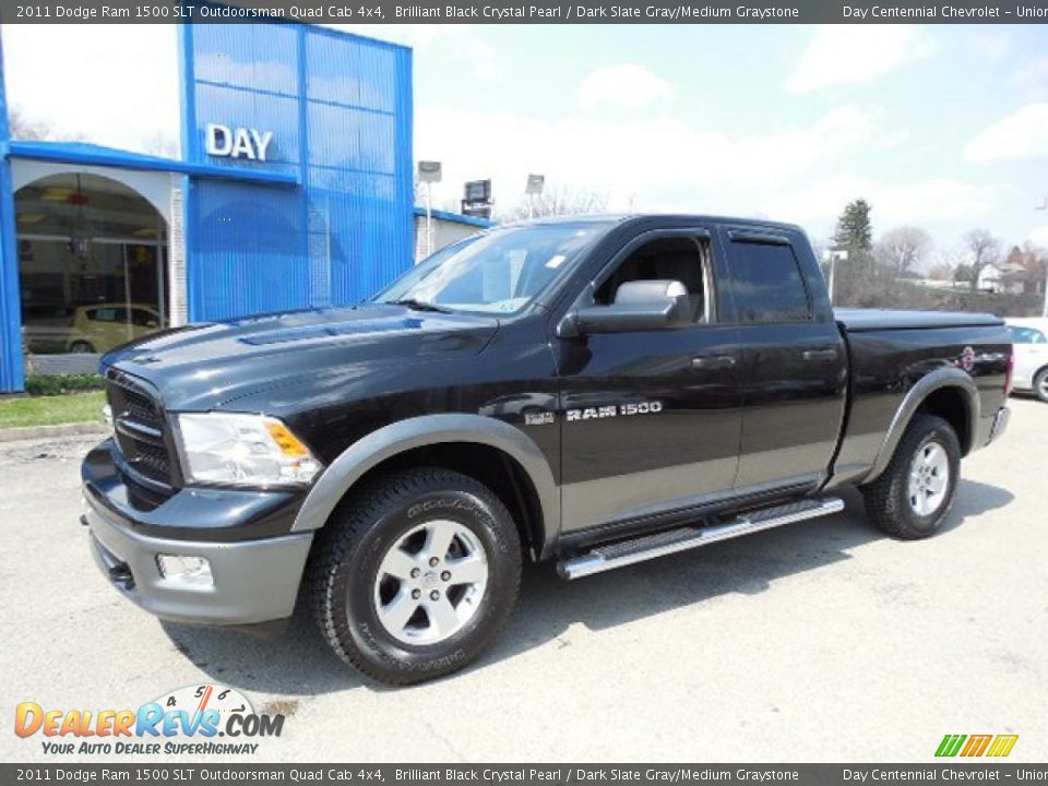 2011 Dodge Ram 1500 SLT Outdoorsman Quad Cab 4x4 Brilliant Black Crystal Pearl / Dark Slate Gray/Medium Graystone Photo #1