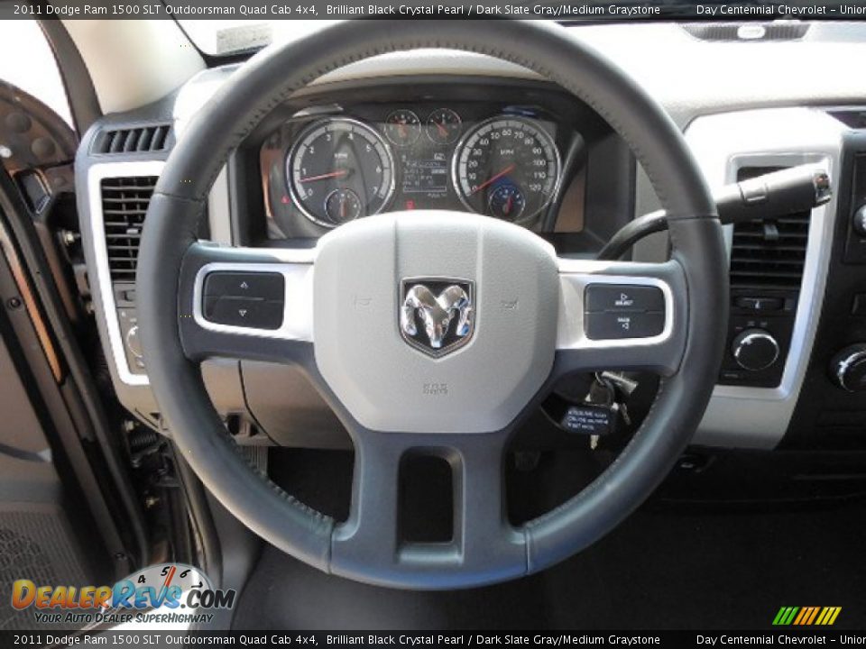 2011 Dodge Ram 1500 SLT Outdoorsman Quad Cab 4x4 Brilliant Black Crystal Pearl / Dark Slate Gray/Medium Graystone Photo #16