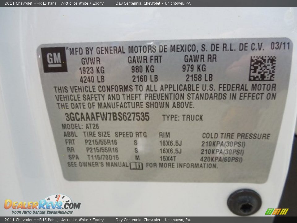 2011 Chevrolet HHR LS Panel Arctic Ice White / Ebony Photo #19