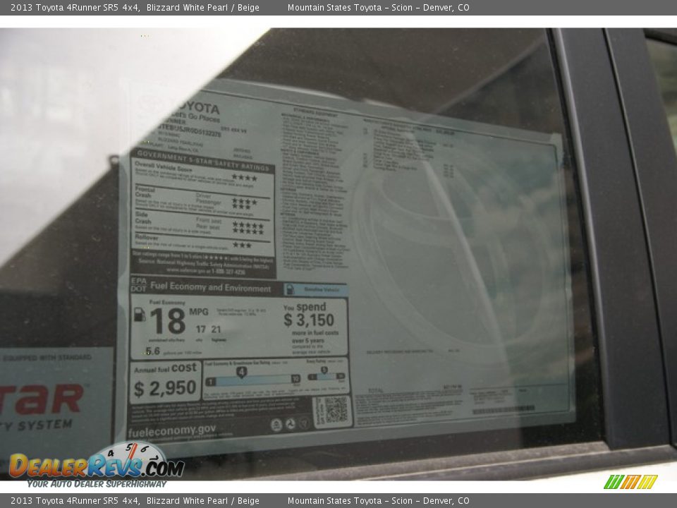 2013 Toyota 4Runner SR5 4x4 Blizzard White Pearl / Beige Photo #10