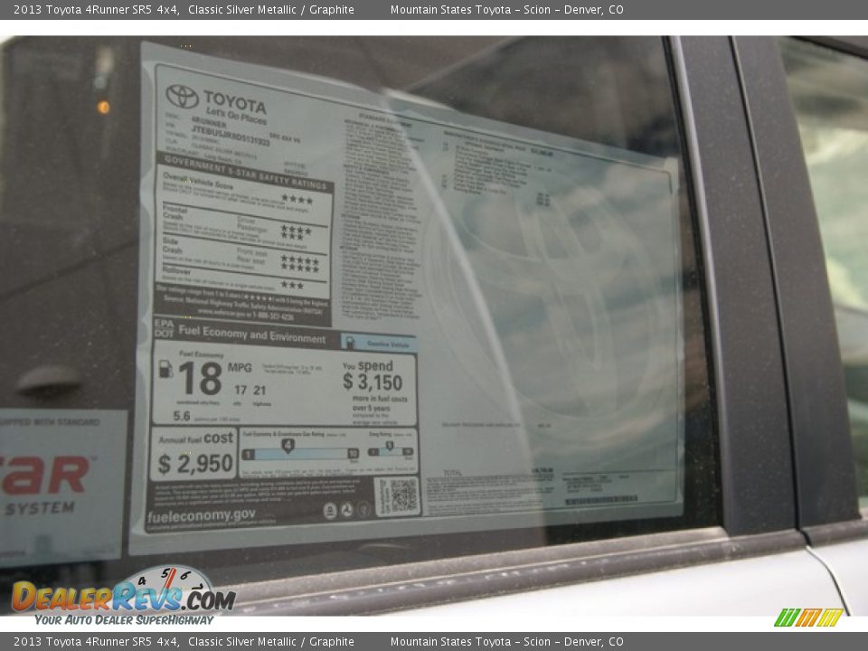 2013 Toyota 4Runner SR5 4x4 Classic Silver Metallic / Graphite Photo #10
