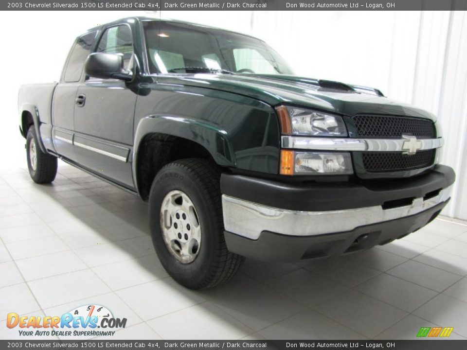 2003 Chevrolet Silverado 1500 LS Extended Cab 4x4 Dark Green Metallic / Dark Charcoal Photo #1