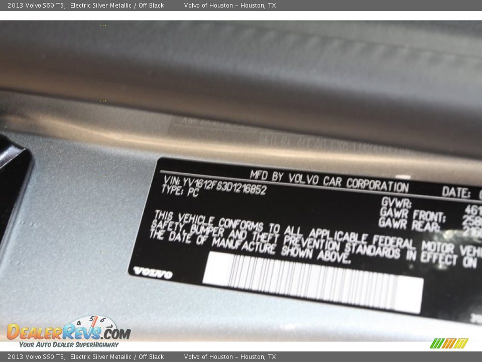 2013 Volvo S60 T5 Electric Silver Metallic / Off Black Photo #33