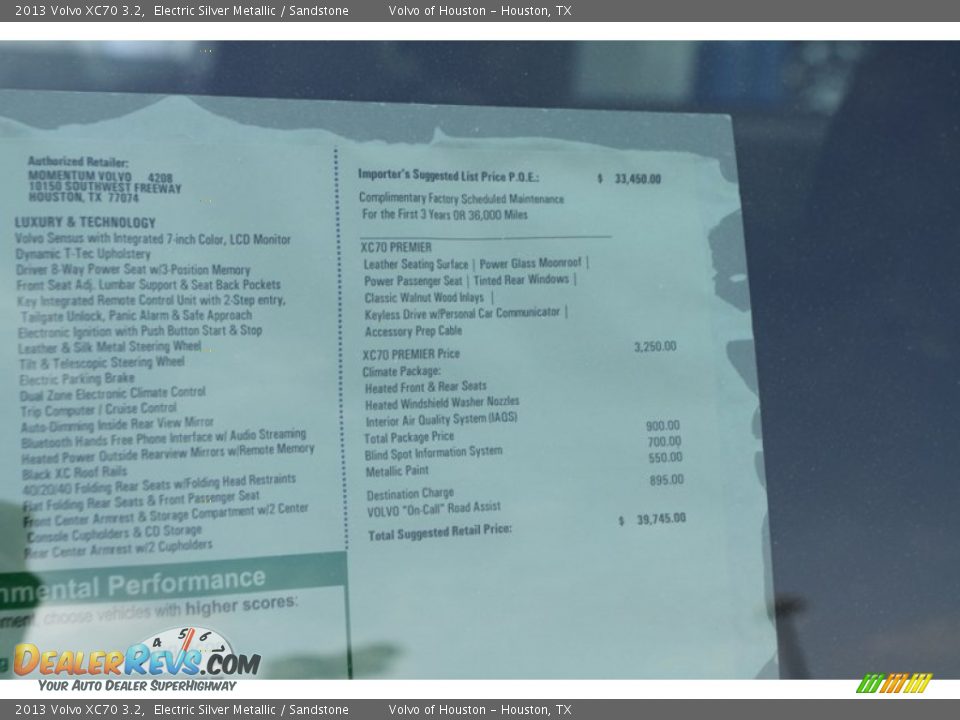 2013 Volvo XC70 3.2 Window Sticker Photo #30