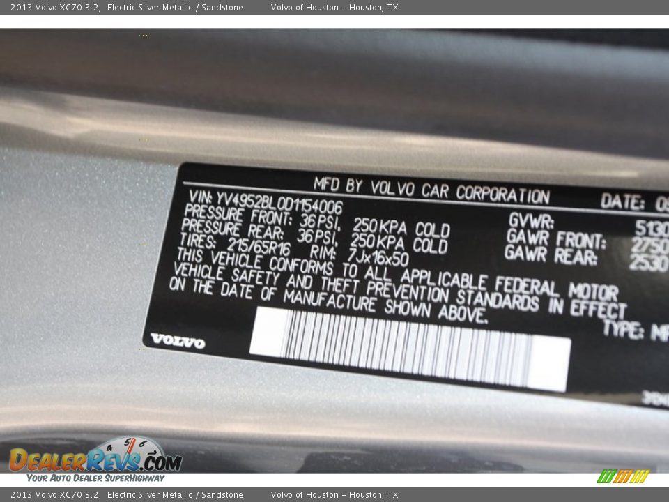 2013 Volvo XC70 3.2 Electric Silver Metallic / Sandstone Photo #32