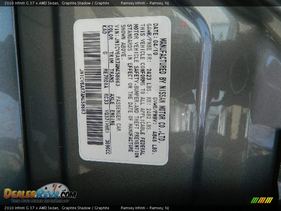 2010 Infiniti G 37 x AWD Sedan Graphite Shadow / Graphite Photo #23
