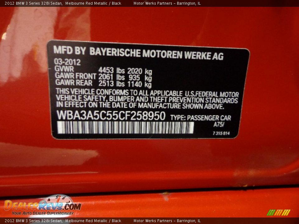 2012 BMW 3 Series 328i Sedan Melbourne Red Metallic / Black Photo #30