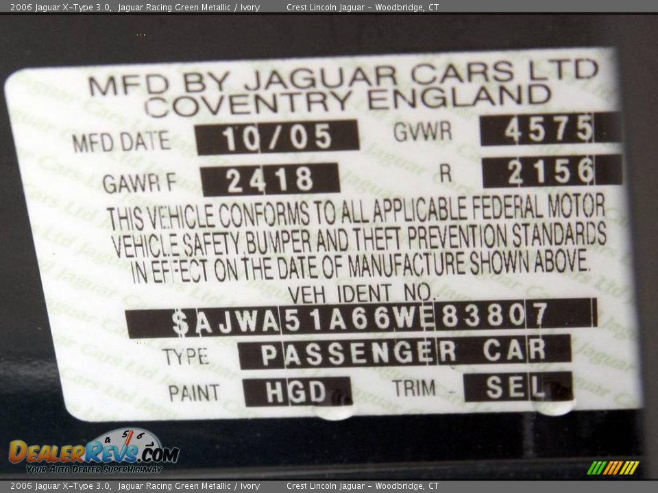 2006 Jaguar X-Type 3.0 Jaguar Racing Green Metallic / Ivory Photo #18