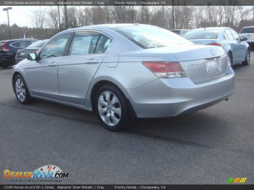 2008 Honda Accord EX-L Sedan Alabaster Silver Metallic / Gray Photo #3