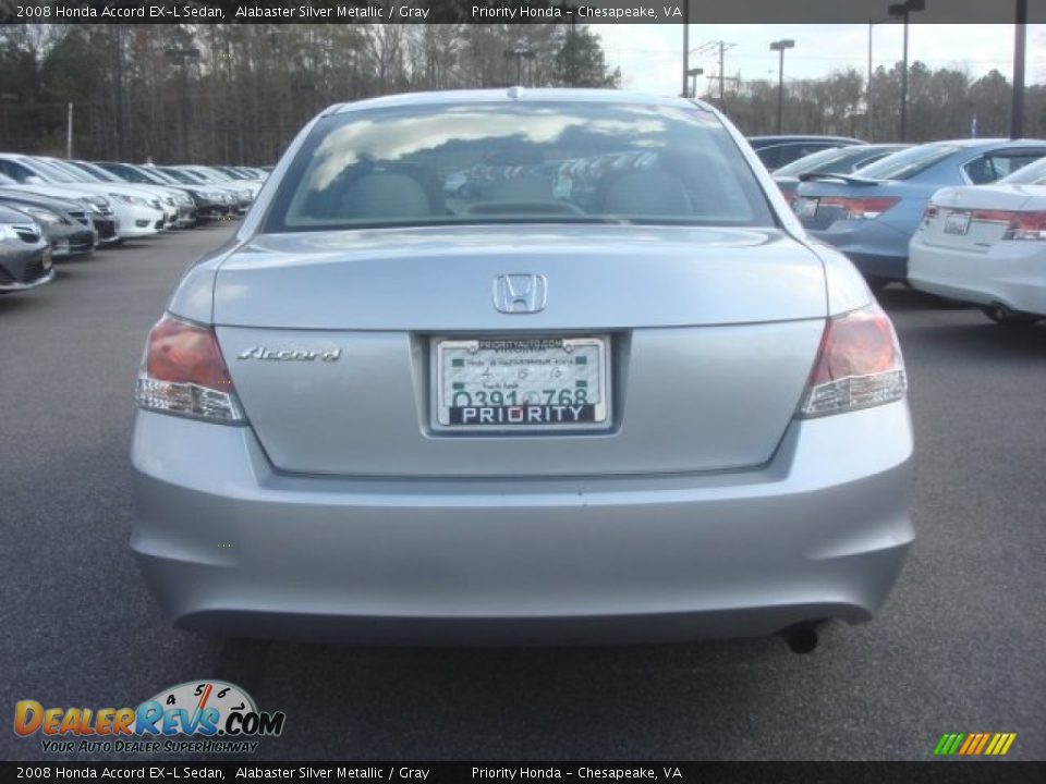 2008 Honda Accord EX-L Sedan Alabaster Silver Metallic / Gray Photo #4
