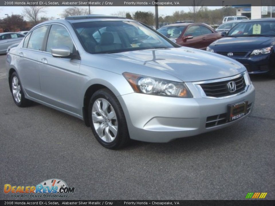 2008 Honda Accord EX-L Sedan Alabaster Silver Metallic / Gray Photo #6