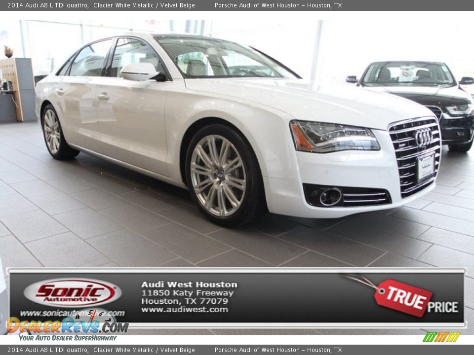 2014 Audi A8 L TDI quattro Glacier White Metallic / Velvet Beige Photo #1