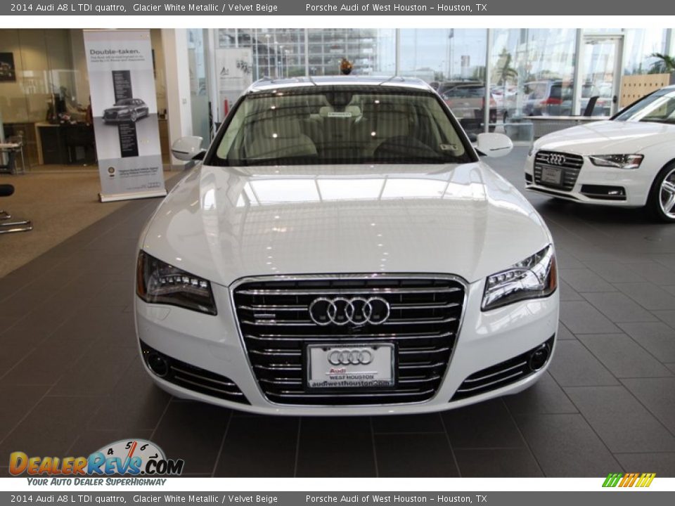 2014 Audi A8 L TDI quattro Glacier White Metallic / Velvet Beige Photo #2