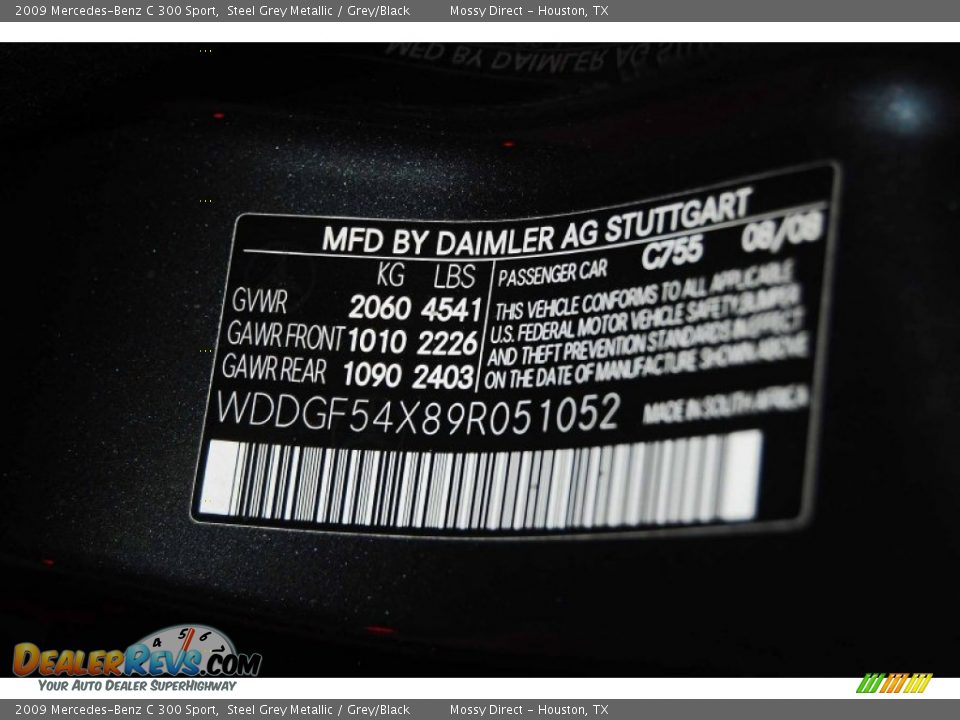 2009 Mercedes-Benz C 300 Sport Steel Grey Metallic / Grey/Black Photo #13