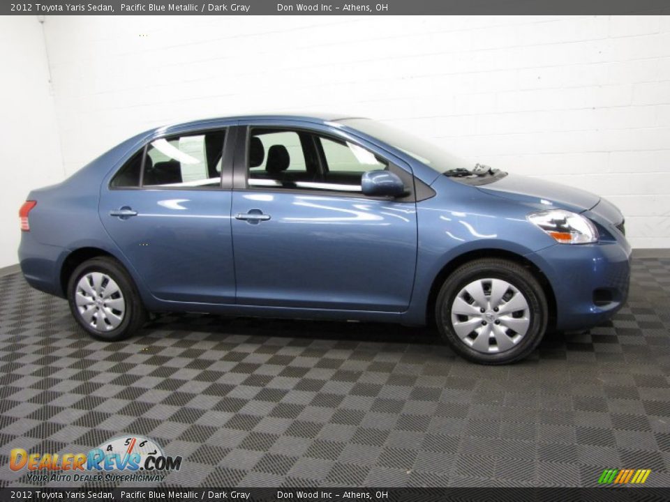 2012 Toyota Yaris Sedan Pacific Blue Metallic / Dark Gray Photo #3